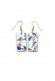 Birds on Blue Earrings